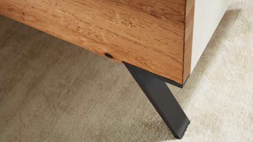 Komplettzimmer Interliving aus Holz in Weiß Interliving Schlafzimmer Serie 1025 – Komplettzimmer 530001 mit Beleuchtung Weiß & Balkeneiche gehackt - Liegefläche ca. 180 x 200 cm