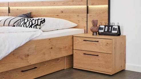 Komplettzimmer Interliving aus Holz in Holzfarben Interliving Schlafzimmer Serie 1024 – Komplettzimmer mit Extras Design 24, Balkeneiche - Schwebetüren, Breite ca. 271 cm