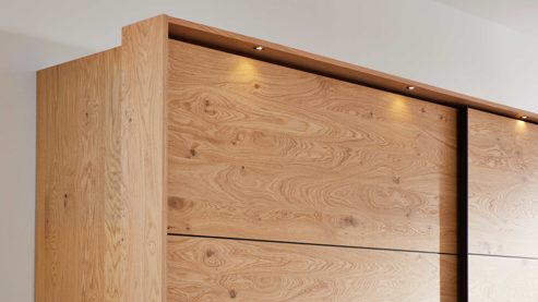 Komplettzimmer Interliving aus Holz in Holzfarben Interliving Schlafzimmer Serie 1024 – Komplettzimmer mit Extras Design 24, Balkeneiche - Schwebetüren, Breite ca. 271 cm