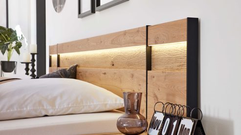 Komplettzimmer Interliving aus Holz in Holzfarben Interliving Schlafzimmer Serie 1024 – Komplettzimmer mit Extras Design 24, Balkeneiche - Schwebetüren, Breite ca. 271 cm